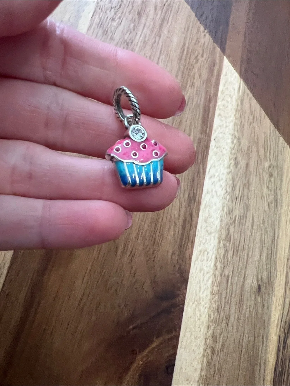 Brighton Pink and Blue Cupcake Charm Pendant